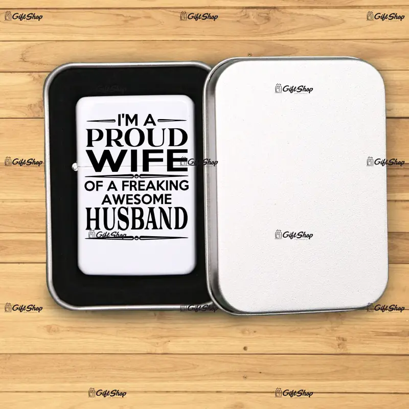 I`m a proud wife, bricheta metalica gravata laser cu mesaj